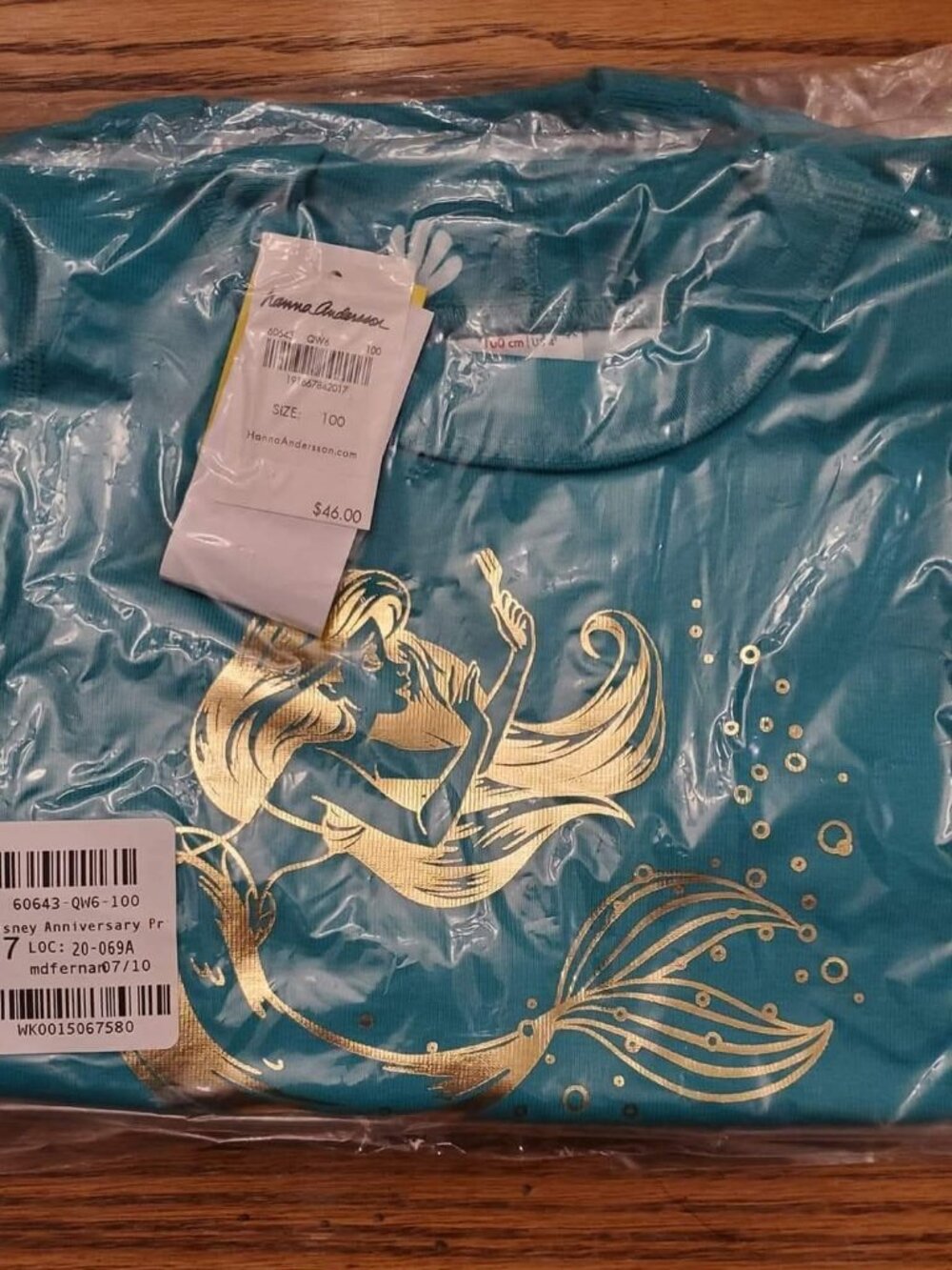 New Hanna Andersson Disney Ariel Little Mermaid SJ / Pjs / Pajamas Size 100 / 4